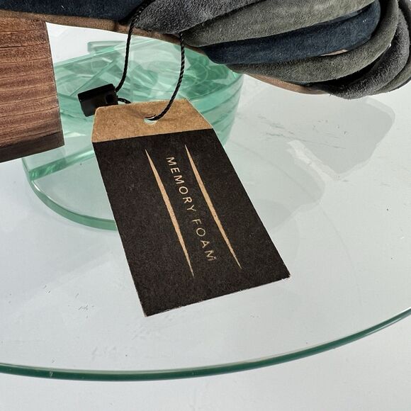 Crevo Rubie knotted Heel Sandals Suede Leather Strap Blue Gray slip on - Picture 6 of 10